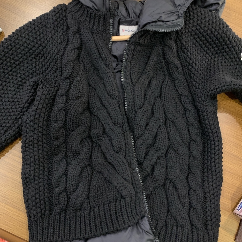 Moncler Kids Black Cable Knit Jacket